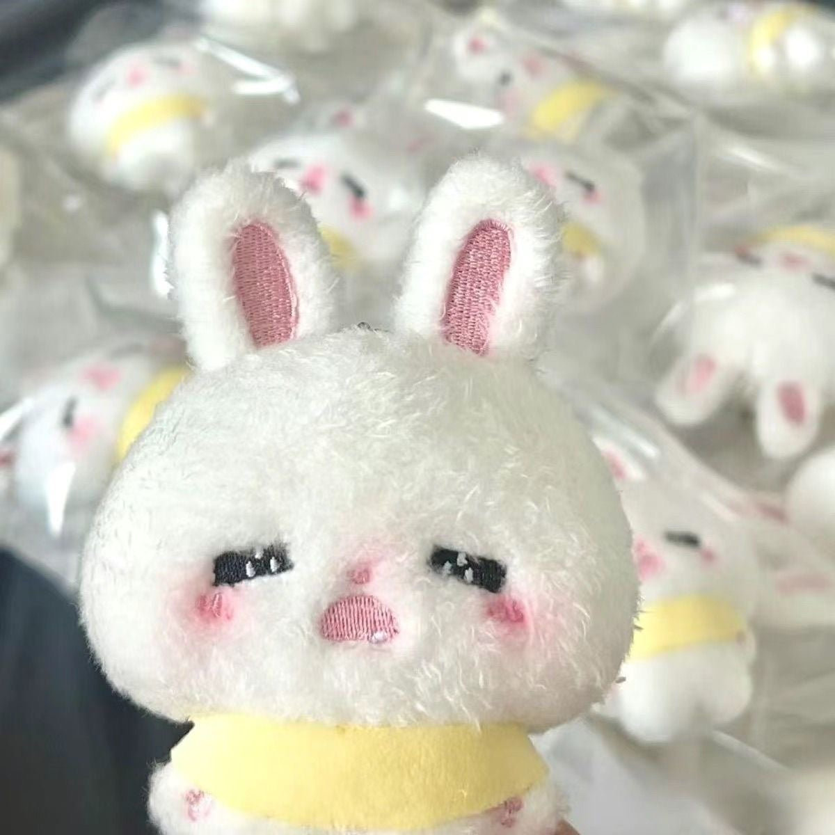 Crying bunny plushie keyring