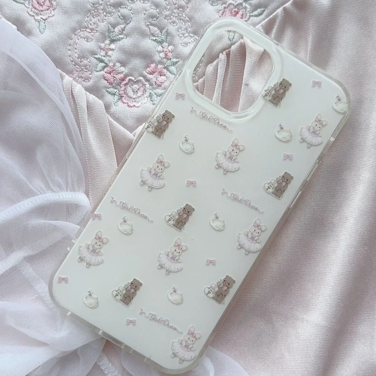 Coquette rabbit and bear iPhone case