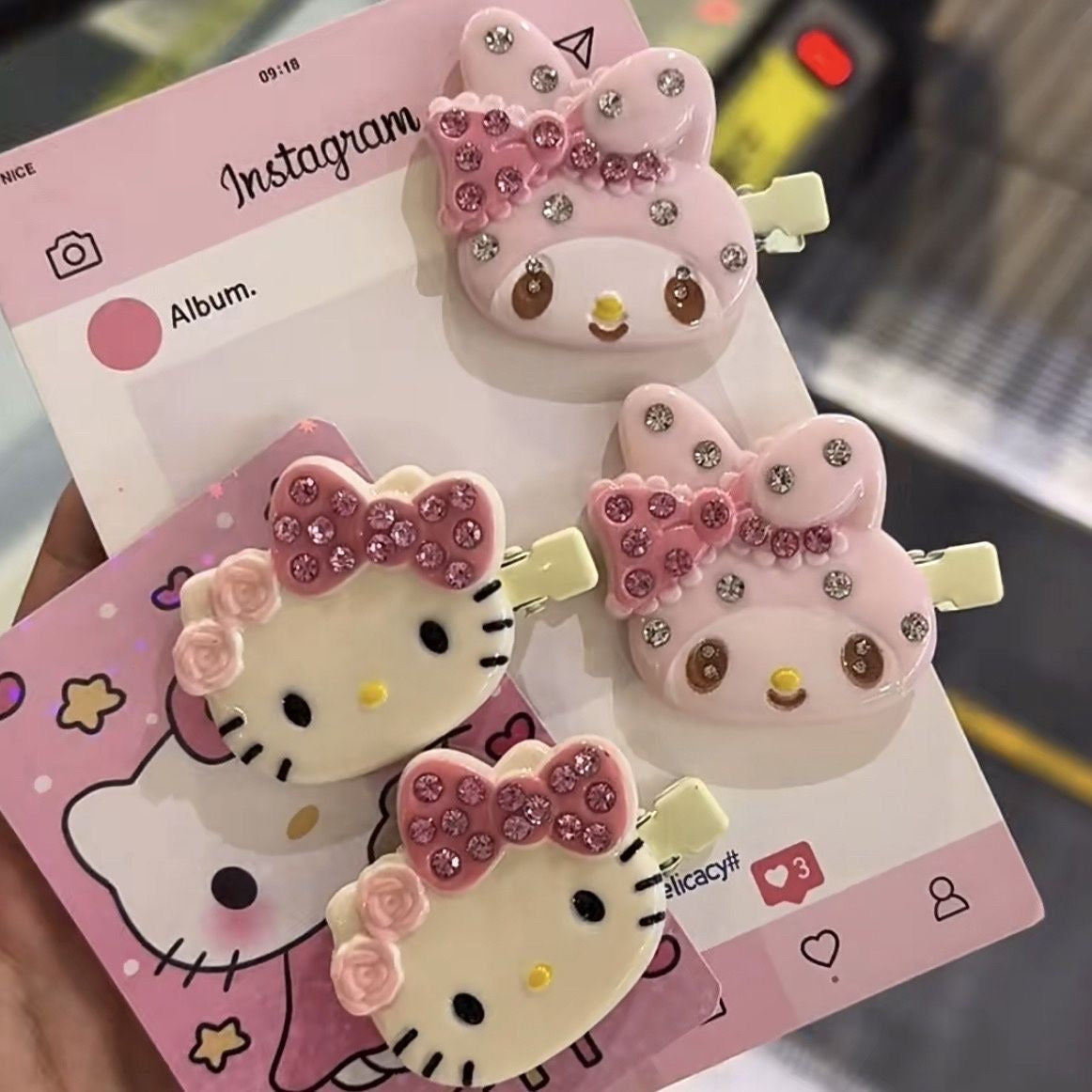 Hello kitty + my melody hair clip