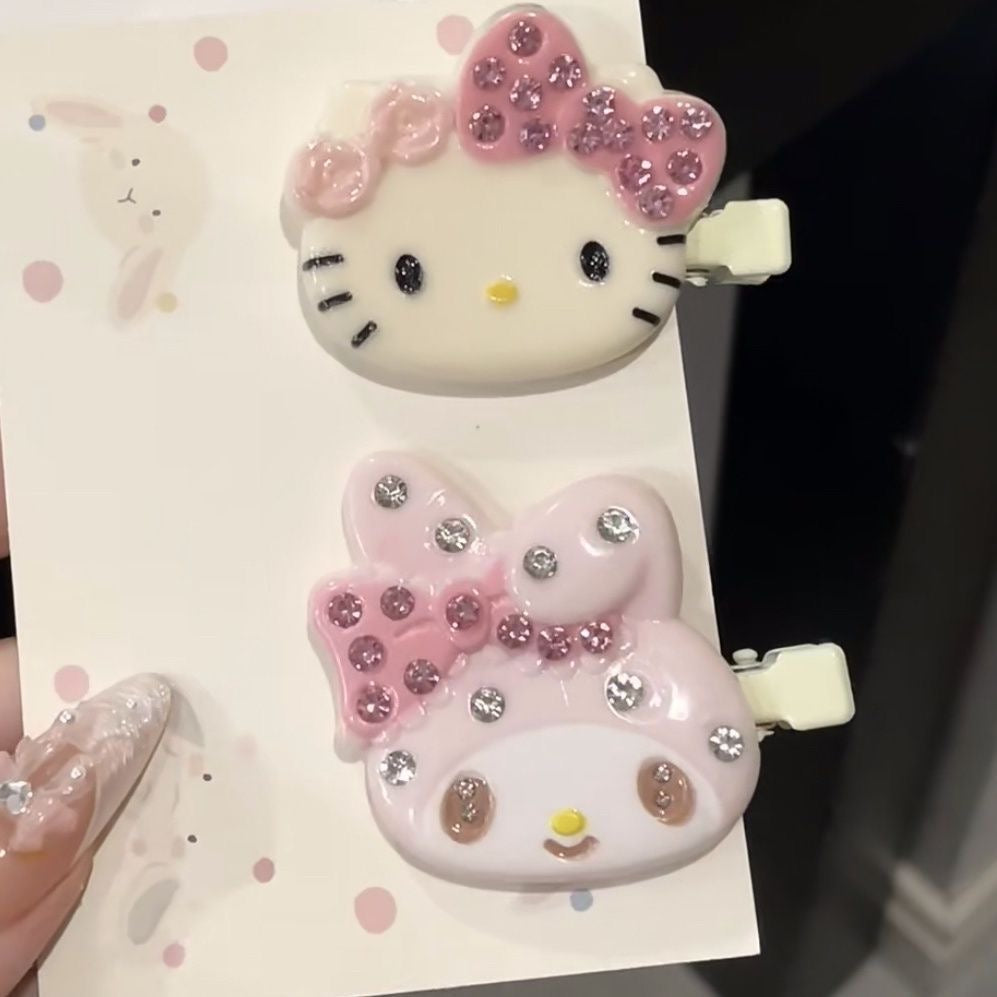 Hello kitty + my melody hair clip