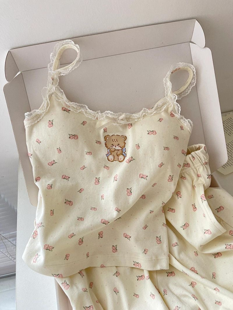 Asianchic Teddy print two pieces pj set