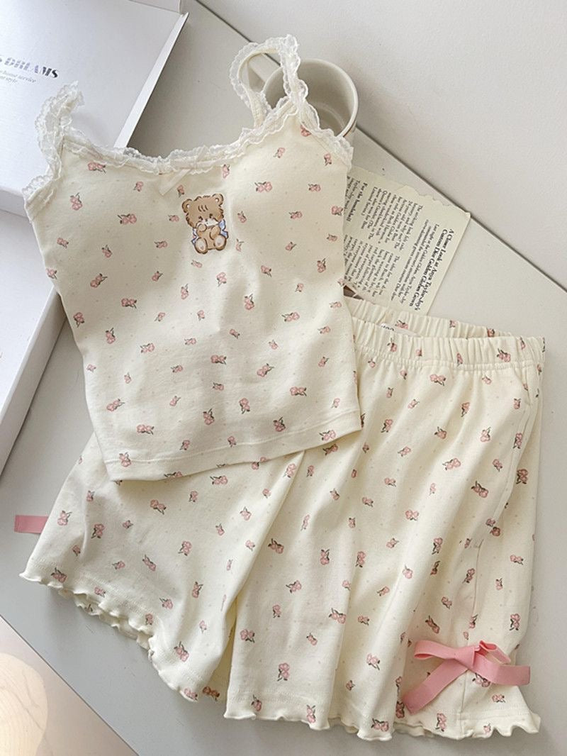 Asianchic Teddy print two pieces pj set