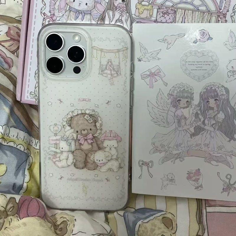 Rabbit bear coquette iphone case
