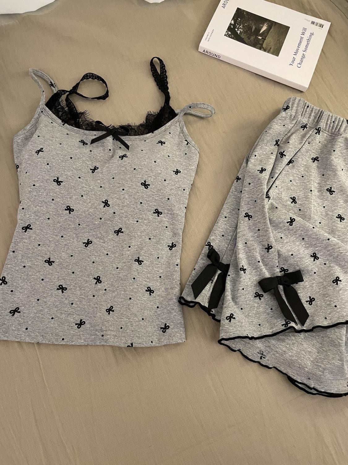 Asianchic gray two pieces night set