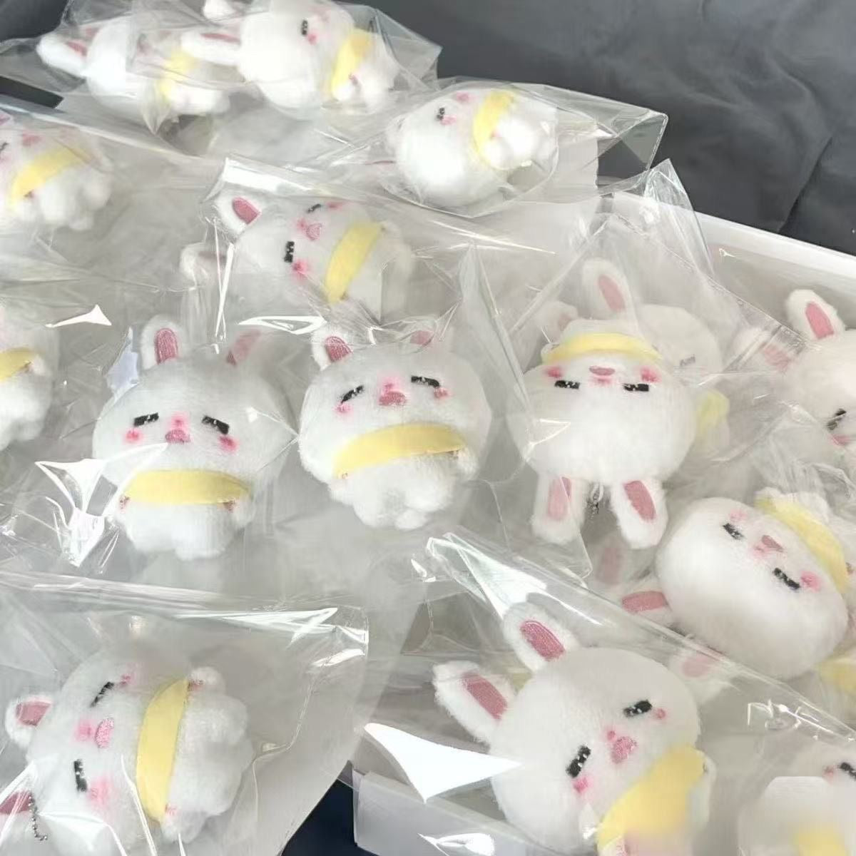 Crying bunny plushie keyring
