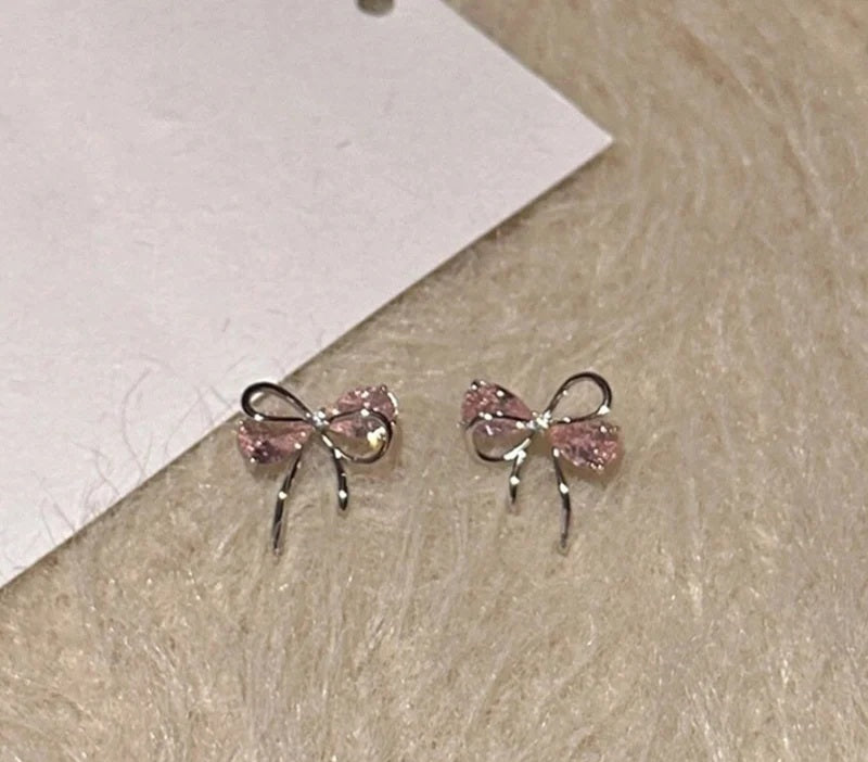 Pink bow earrings