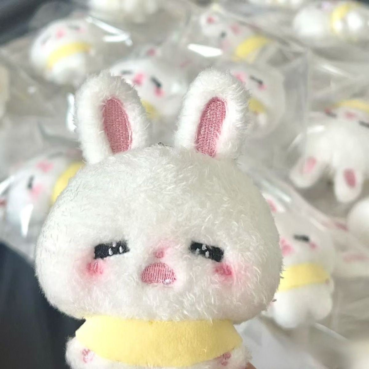 Crying bunny plushie keyring