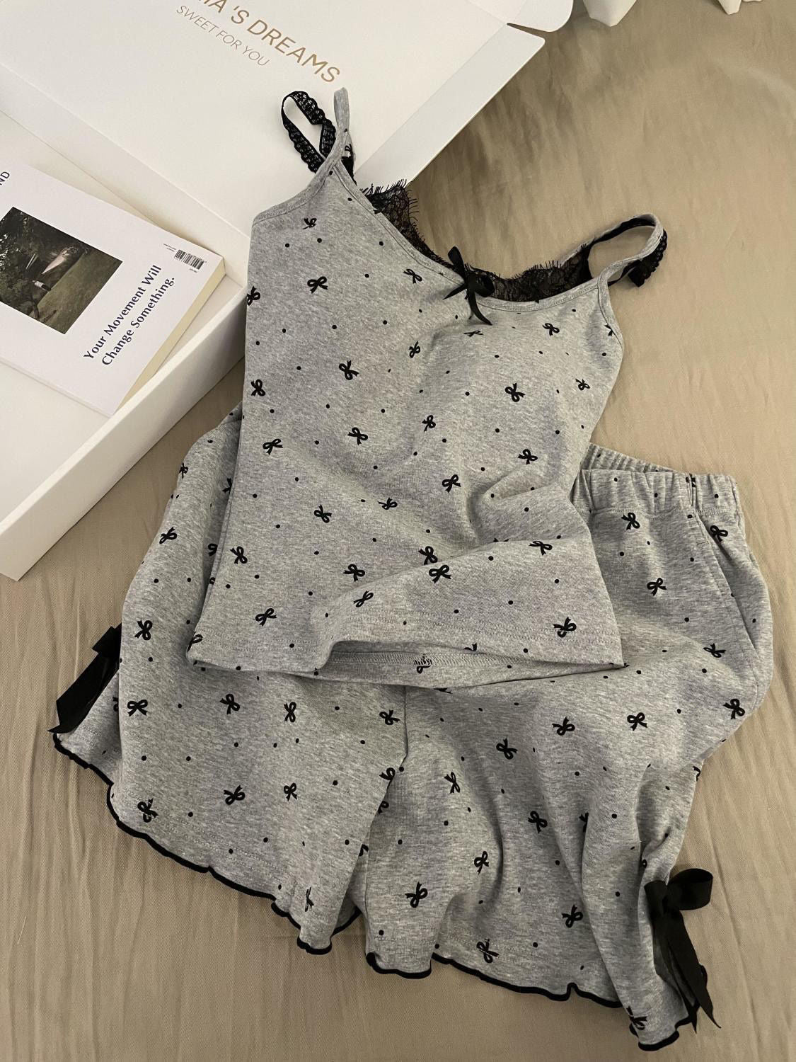 Asianchic gray two pieces night set