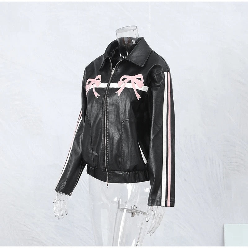 asianchic Bow leather jacket