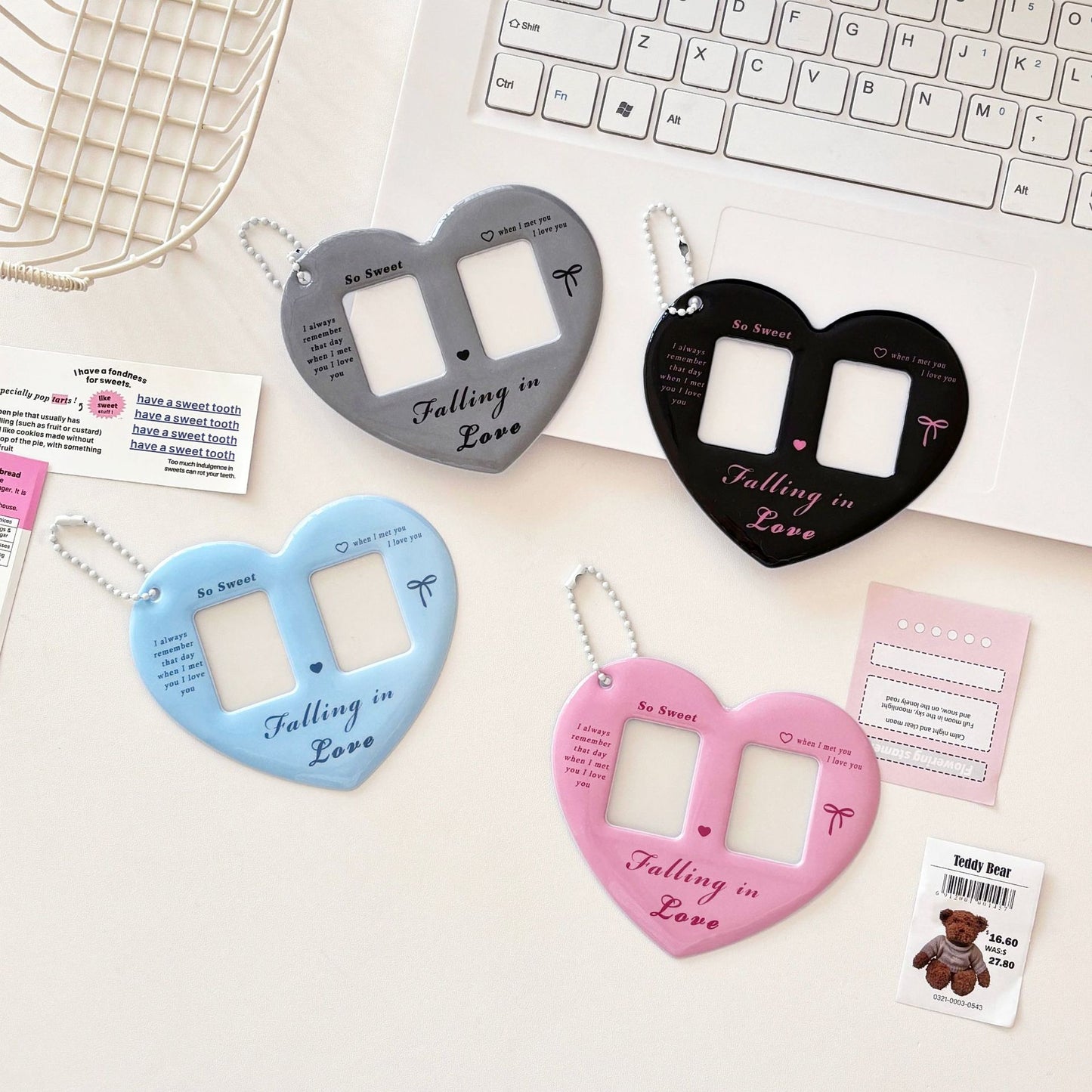 Heart shape double photo card holder