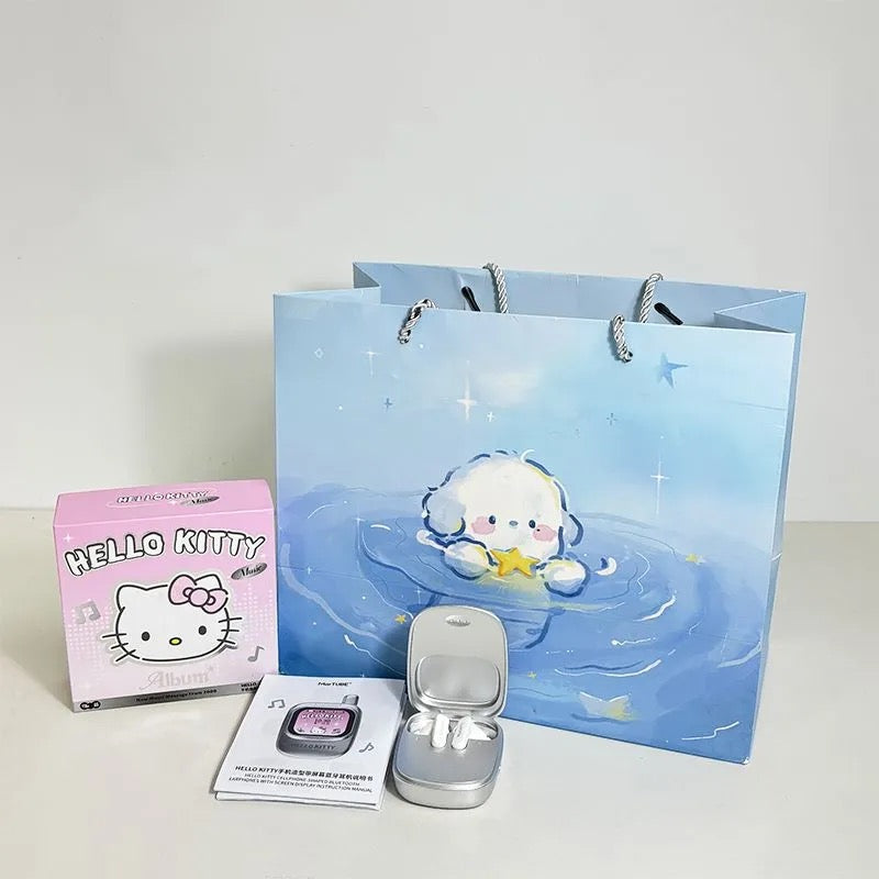 HelloKitty Screen Smart Bluetooth Headphones Creative Gift Women's Birthday Gift Set