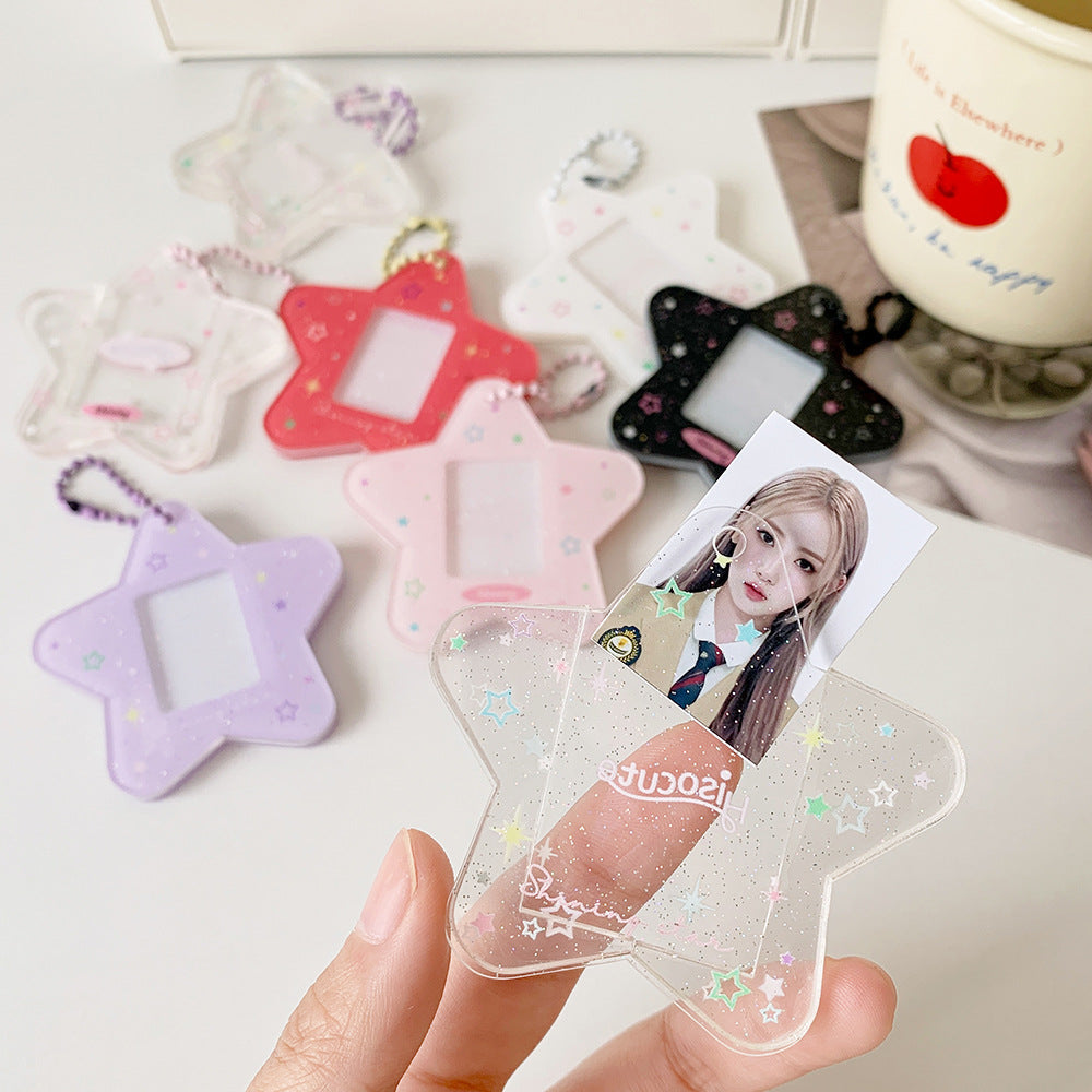Star mini photo holder keychain