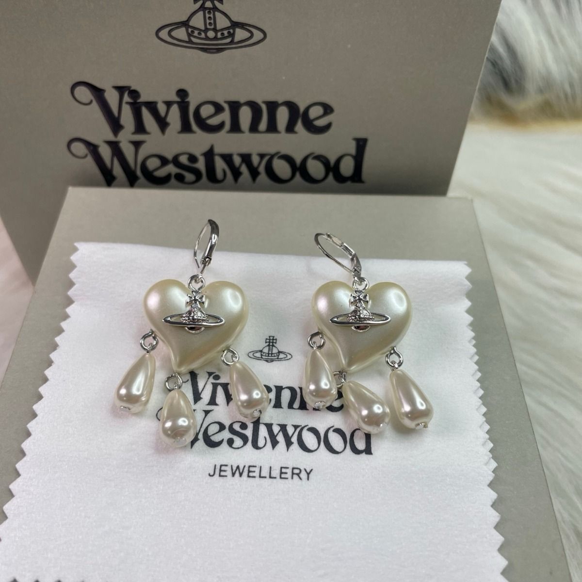 Vivienne Westwood pearl heart earrings