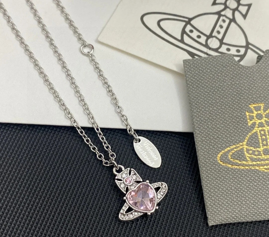 Vivienne Westwood pink heart necklace