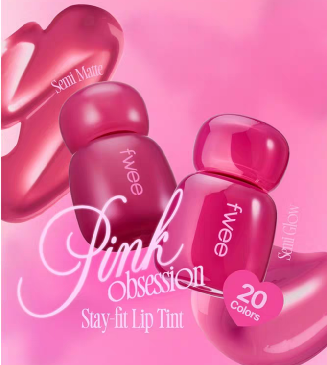 Fwee Pink Series semi -watery and semi -matte dewy lip glaze