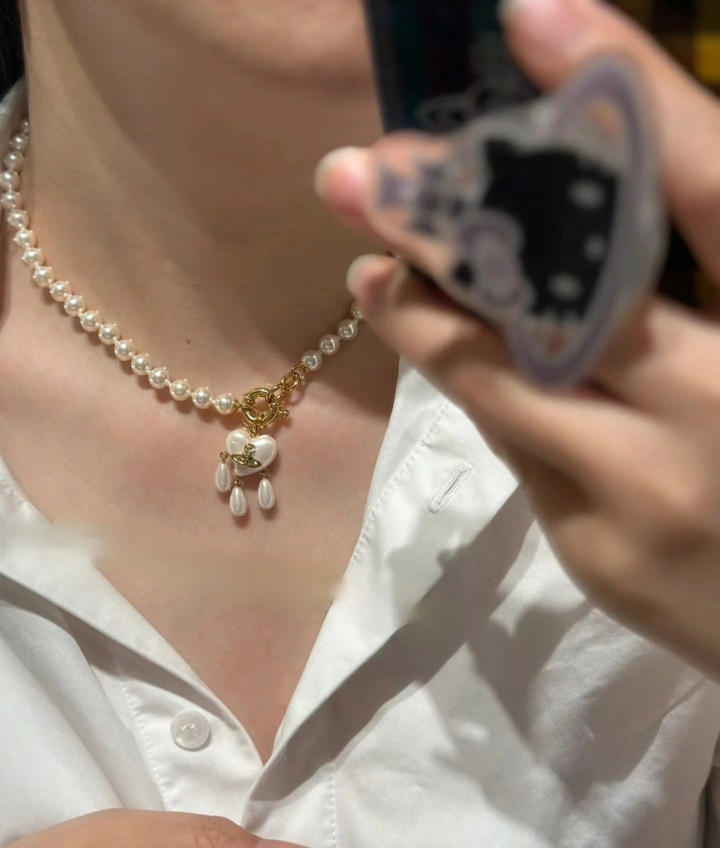 Vivienne Westwood pearl heart dupe necklace