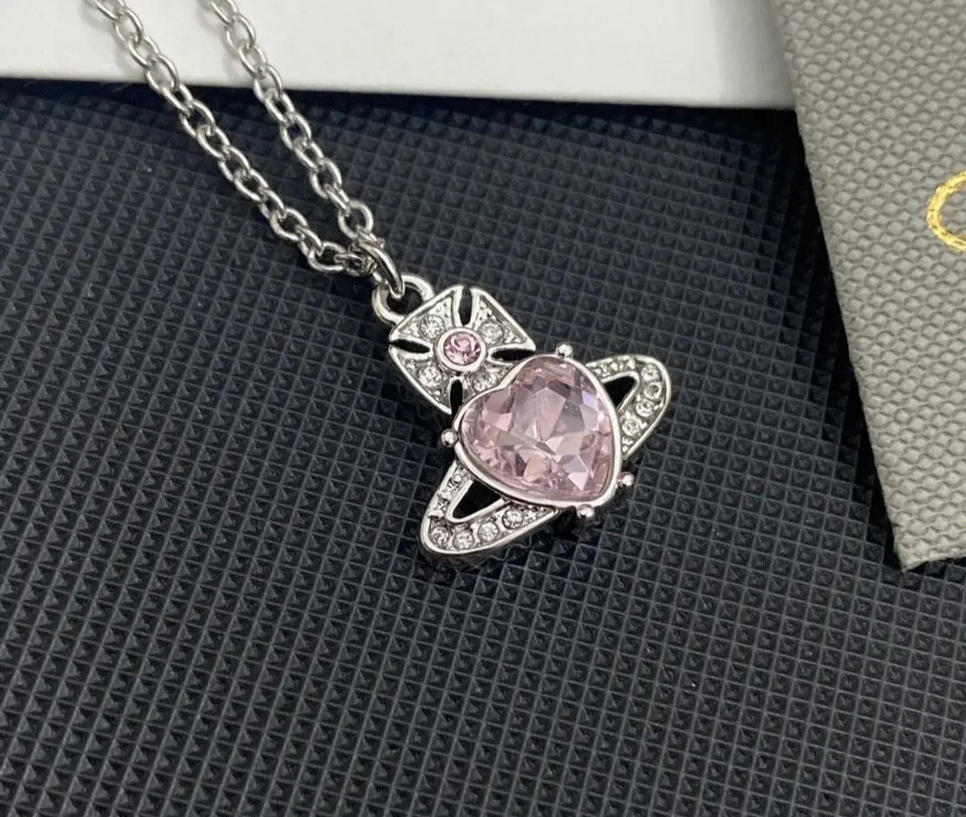 Vivienne Westwood pink heart necklace