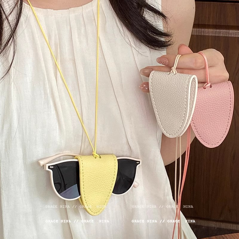 Lather glasses clip chain necklace