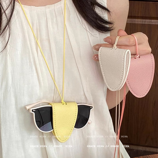 Lather glasses clip chain necklace
