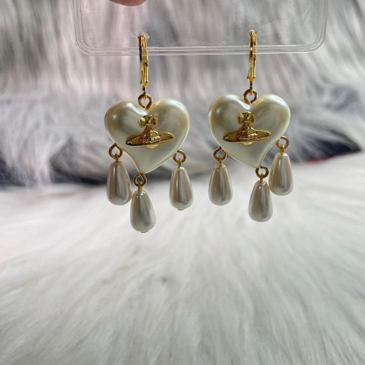 Vivienne Westwood pearl heart earrings