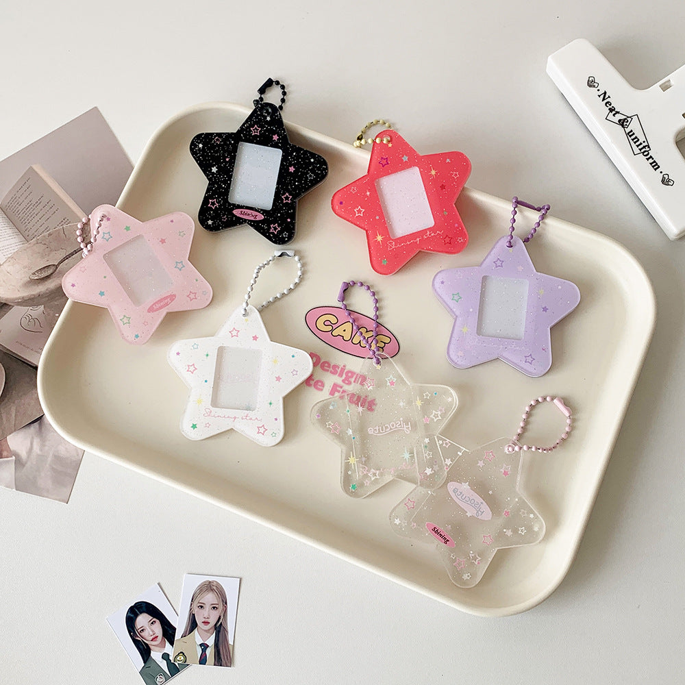 Star mini photo holder keychain