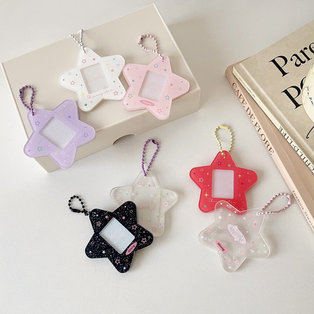 Star mini photo holder keychain