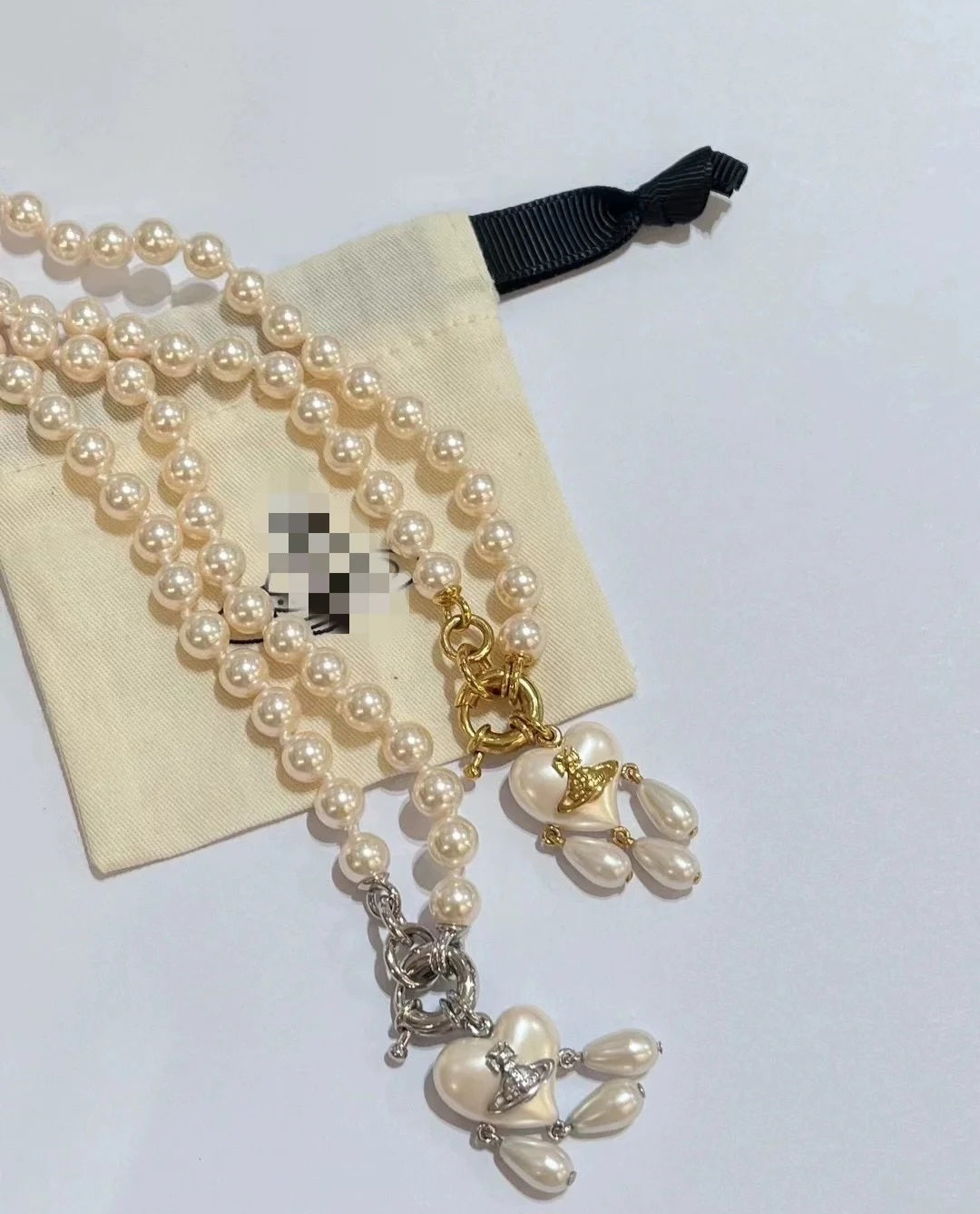 Vivienne Westwood pearl heart dupe necklace