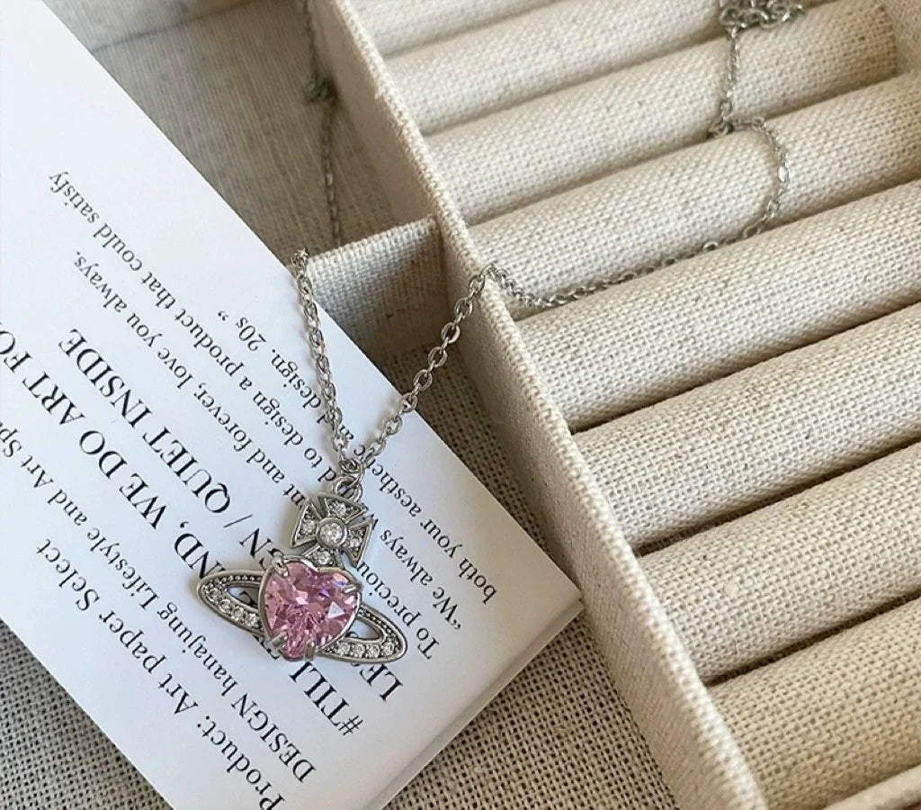Vivienne Westwood pink heart necklace