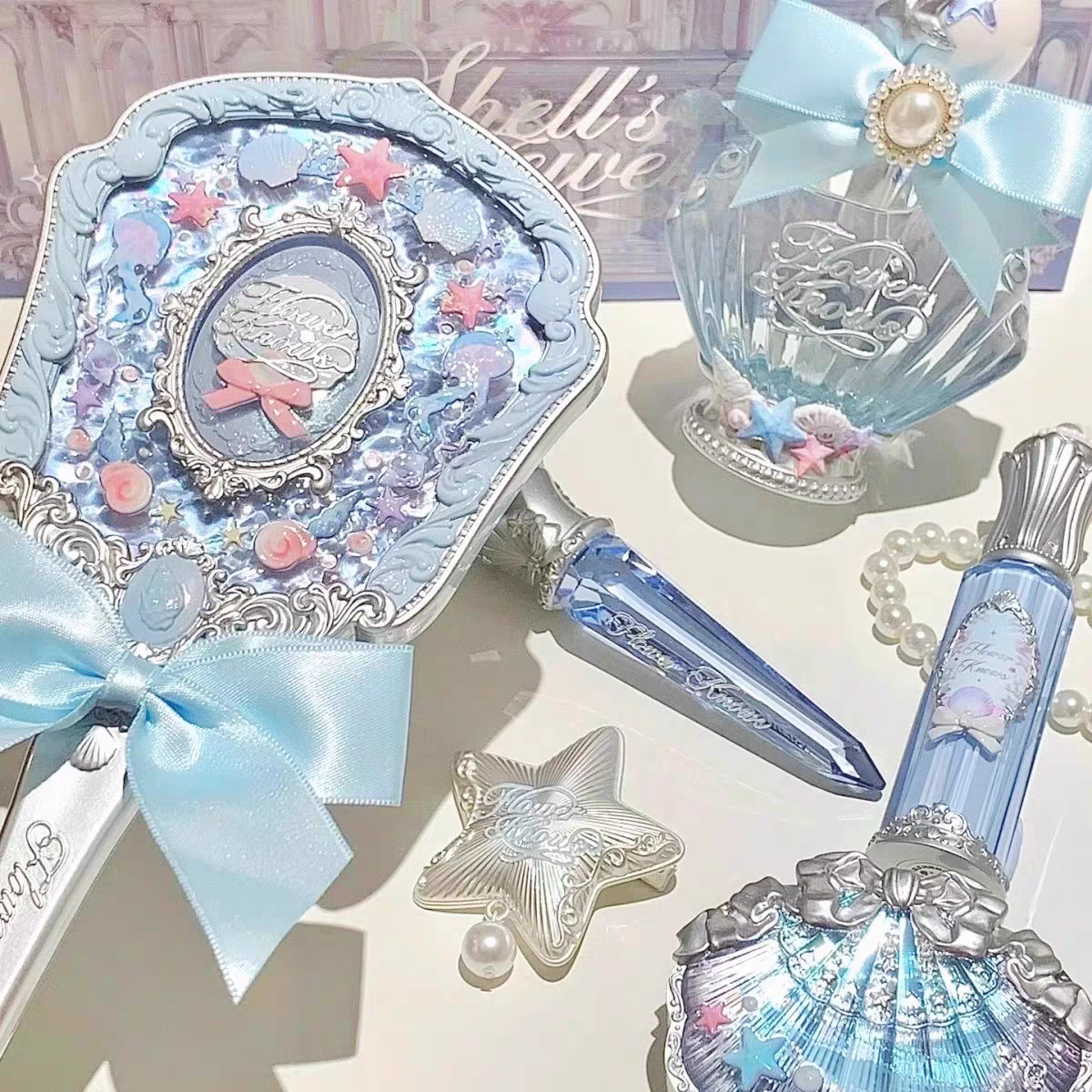 Flower knows shell pearl series hand mirror