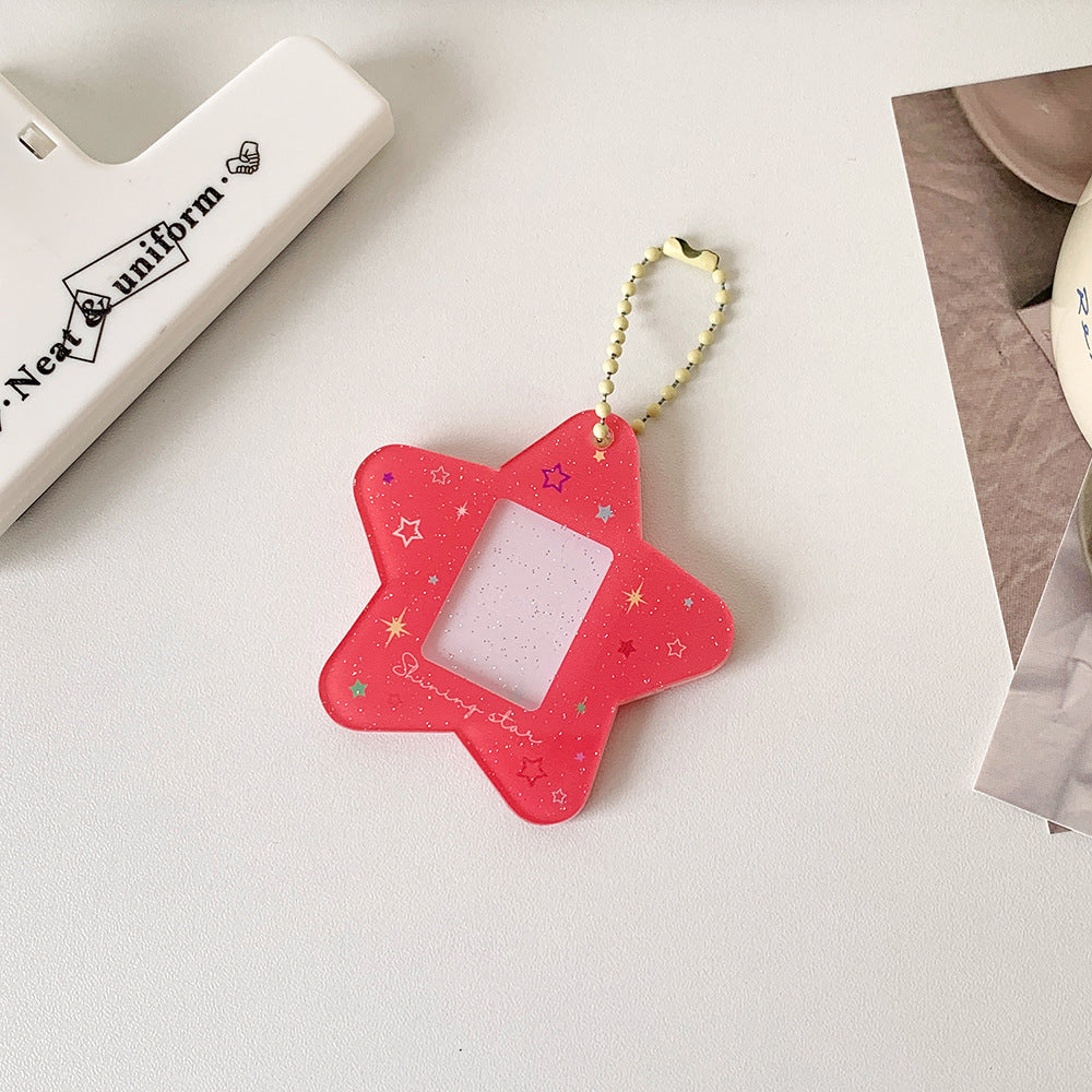 Star mini photo holder keychain