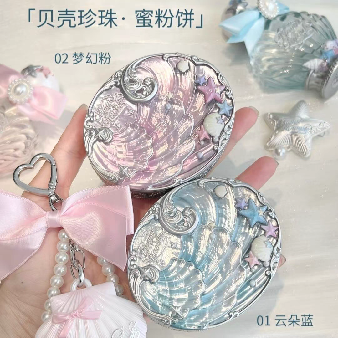 Flower knows shell pearl honey pressed powder