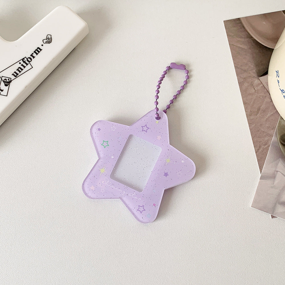 Star mini photo holder keychain