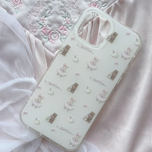 Coquette rabbit and bear iPhone case