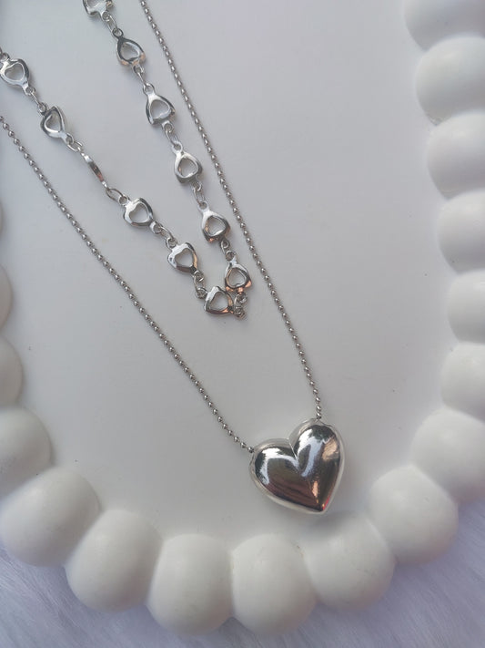 Double layer heart necklace