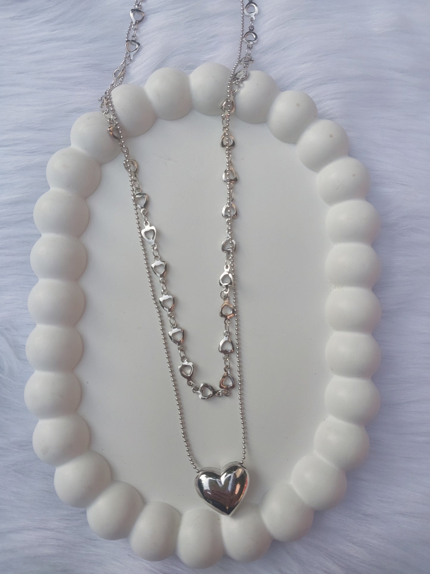 Double layer heart necklace