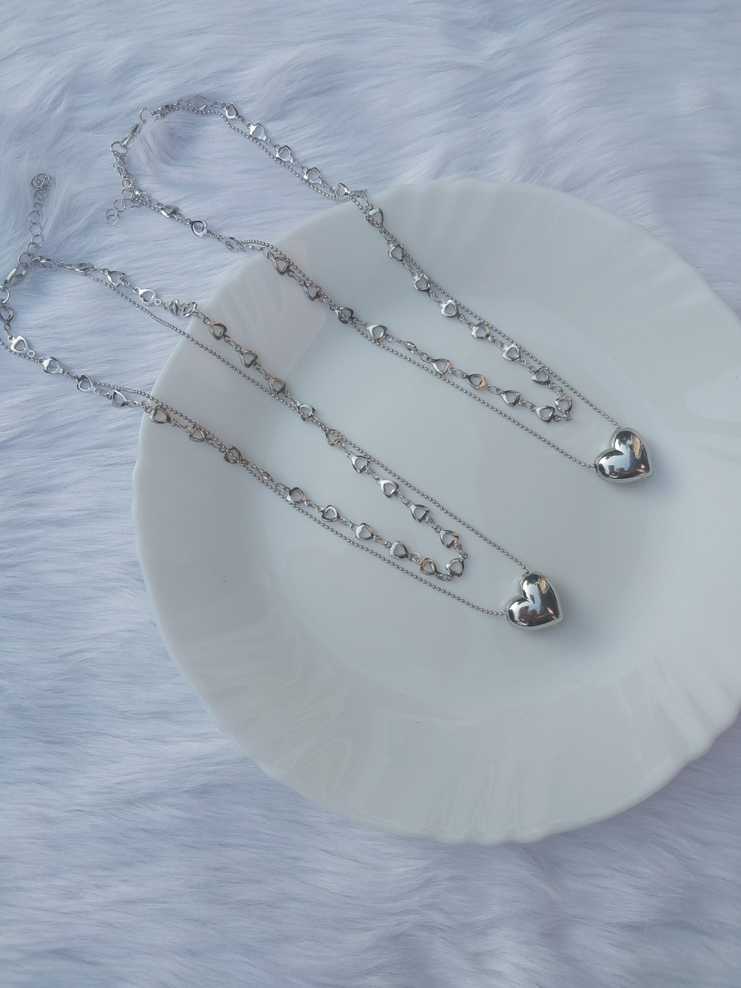 Double layer heart necklace