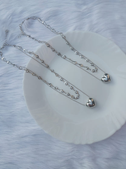 Double layer heart necklace