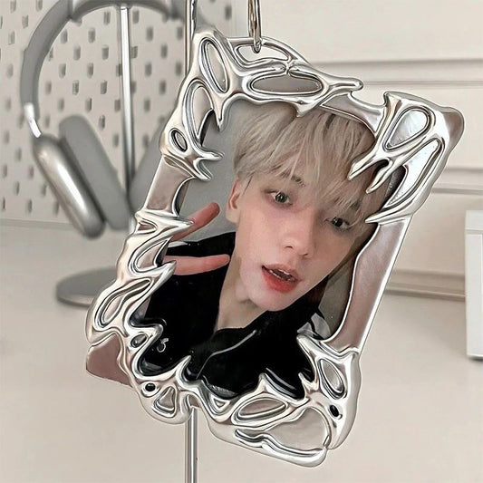 Metallic photo card holder