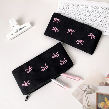 Simple embroidery bow pen bag