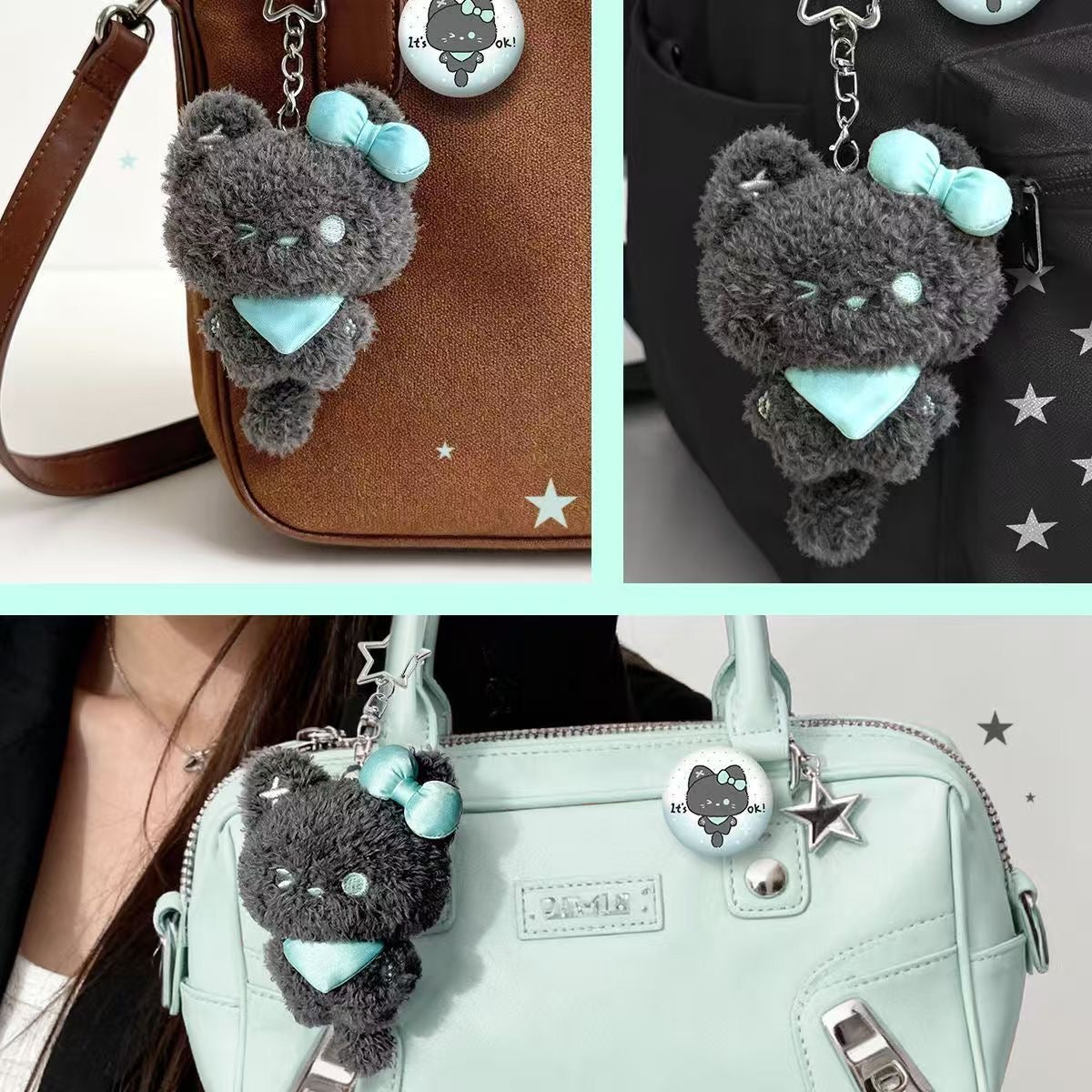Mini cat cute plushie keyring