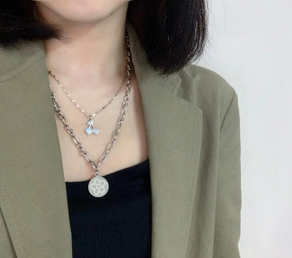 Cherry flower multi layered necklace