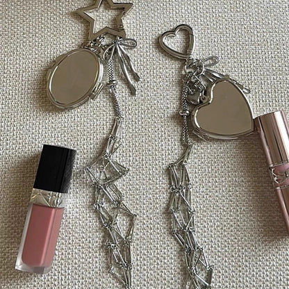 Lipgloss lipstick holder keychain with mirror
