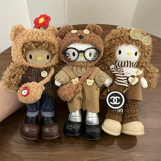 Hello kitty doll plushie keyring with full accessories