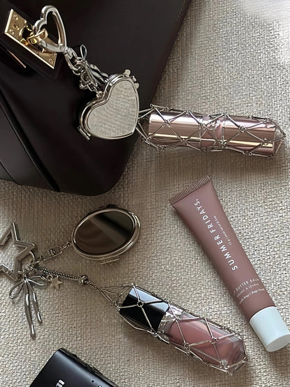 Lipgloss lipstick holder keychain with mirror