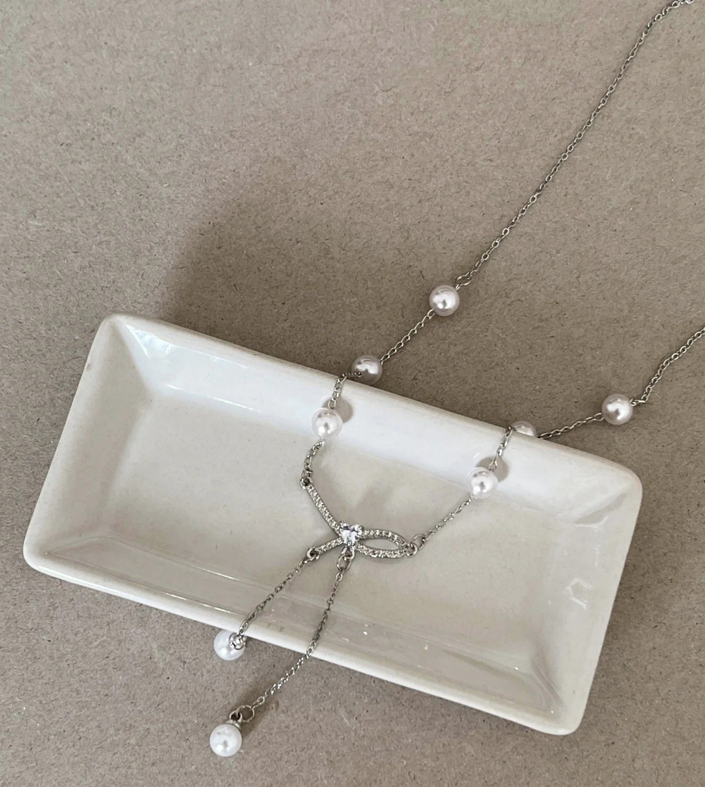 Dimond heart pearl necklace