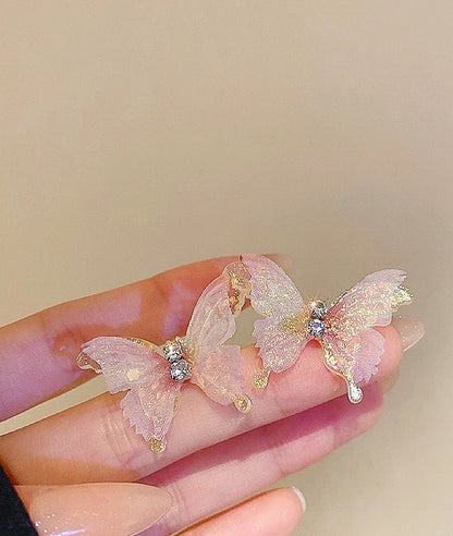 Pink butterfly earrings