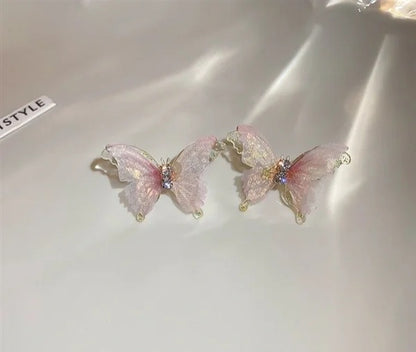 Pink butterfly earrings