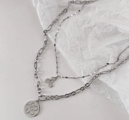Cherry flower multi layered necklace