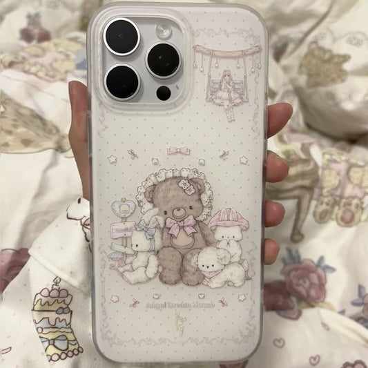 Rabbit bear coquette iphone case