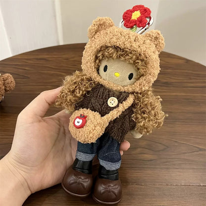Hello kitty doll plushie keyring with full accessories